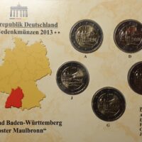 2 euro coins set 2013 Germany – Wurttemberg A, D, F, G, J 2 euro coins set 2013 Germany – Wurttemberg A, D, F, G, J