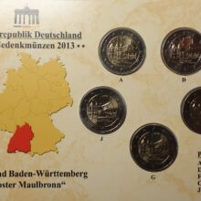 2 Евро монеты 2013 Германия – Вюртемберг A, D, J, F, G