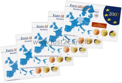 2007 germany coins set proof Германия 2007 Официальные годовые наборы (5×9 монет) Пруф