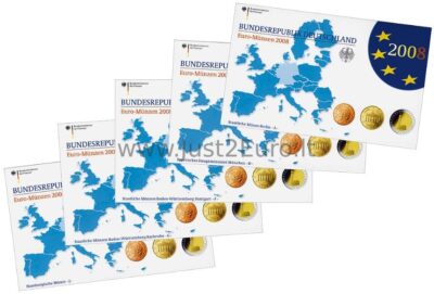 Germany 2008 euro coin set -  proof  mint-mark A-J