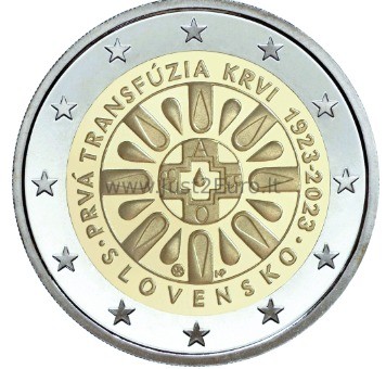 2 euro coin 2023, Slovakia — first blood transfusion in Slovakia