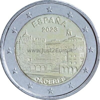 2 euro coin 2023, Spain — Old Town of Cáceres