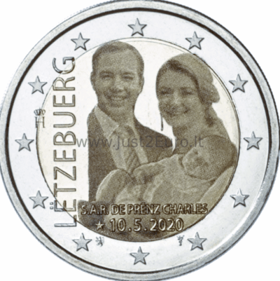 2 euros coin 2020 Luxembourg – Birth of Prince Charles PHOTO