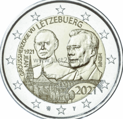 2 euros coin 2021 Luxembourg – 100th anniversary of the Grand Duke Jean 2 euros coin 2021 Luxembourg – 100th anniversary of the Grand Duke Jean